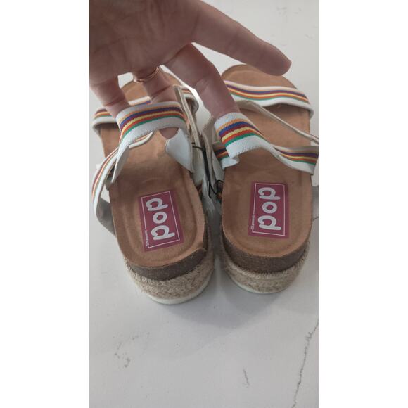 $ 🌈POP Espilldra platform sandal strappy rainbow striped size 8 W - Picture 2 of 8